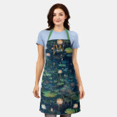 Waterlelies sprookjesachtige groene tinten op maat schort (Gedragen)