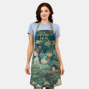 Waterlelies sprookjesachtige groene tinten op maat schort