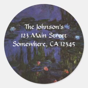 Waterlelies van Claude Monet, Vintage Impressionis Ronde Sticker
