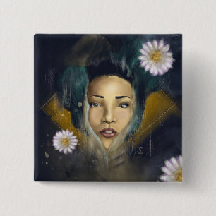 WaterLily Mermaid Pin Vierkante Button 5,1 Cm
