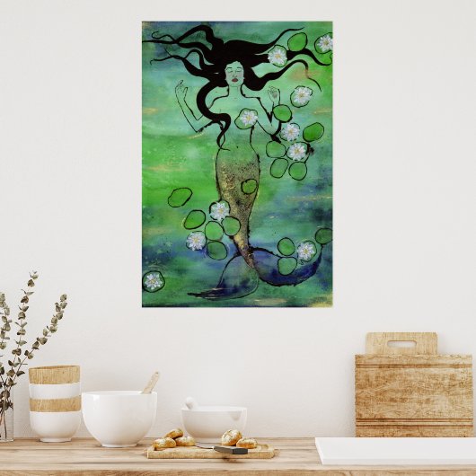 Waterlily Mermaid Poster (Keuken)