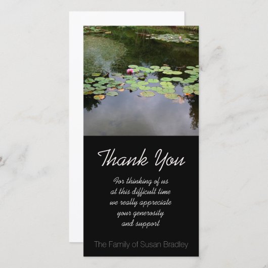 Waterlily Peaceful garden Sympathie Bedankkaart (Voorkant / Achterkant)