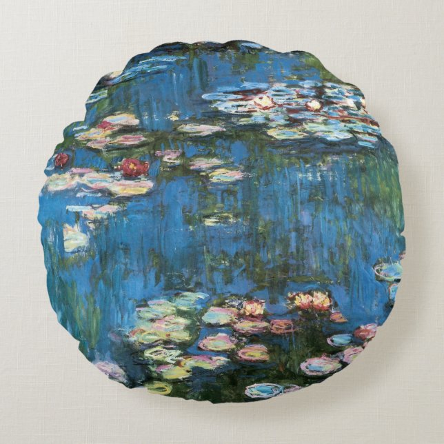 Waterlioenen van Claude Monet,  impressionisme Rond Kussen (Voorkant)