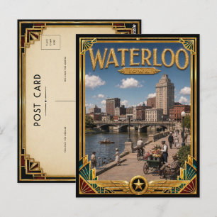 Waterloo Iowa Vintage Art Deco Gouden Tijdperk Briefkaart