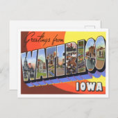 Waterloo, Iowa Vintage Big Letters Carte postale (Devant / Derrière)