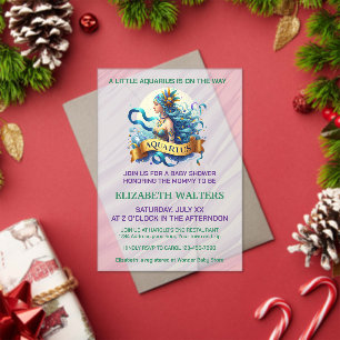 Waterman Dierenriem Baby Shower Lavendel en Groen Acryl Uitnodigingen