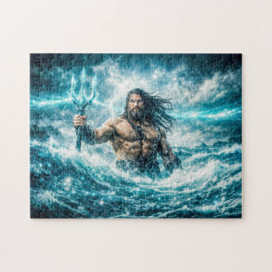 Waterman Dierenriem met Drie-tand Krijger in Storm Legpuzzel