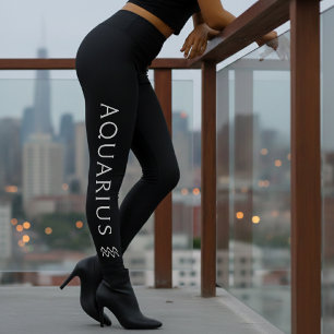 Waterman Dierenriem Zilver Zwart Astrologie Verjaa Leggings