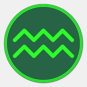 Waterman Dierenriemsymbool Groen Contrast Ronde Sticker