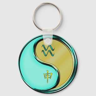 Waterman en metalen aap sleutelhanger