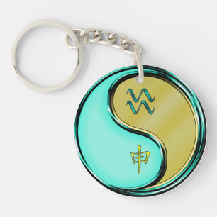 Waterman en metalen aap sleutelhanger