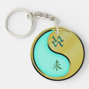 Waterman en metalen geit sleutelhanger
