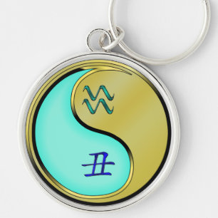 Waterman en metalen os sleutelhanger