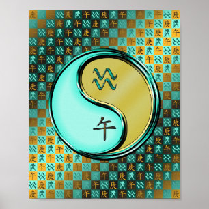 Waterman en metalen paard poster