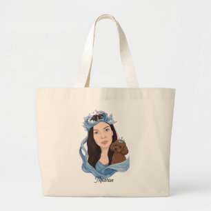 Waterman Meisje met Poodle – Zodiac Horoscoop Grote Tote Bag