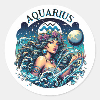 Waterman Schoonheid Vrouw Astrologie  Ronde Sticker