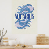 Waterman sterrenbeeld met Abstracte golven Poster (Keuken)