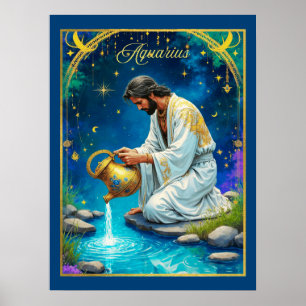 Waterman Sterrenbeeld Onder een Sterrenhemel Poster