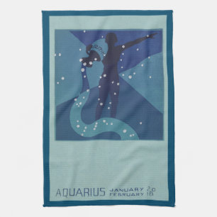 Waterman sterrenbeeld, Vintage Zodiac Astrologie Theedoek