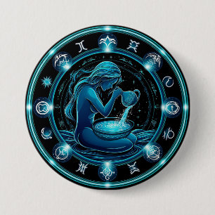 Waterman-teken Mooie Digitale Illustratie Ronde Button 7,6 Cm