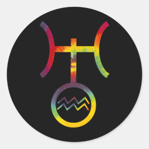 Waterman Uranus Planetaire Symbool Tie Dye Feest Ronde Sticker