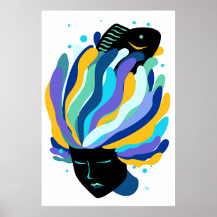 Waterman vis meisje poster