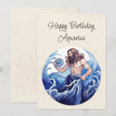 Waterman Waterdrager Zodiac Verjaardag Flat Kaart (Voorkant / Achterkant)
