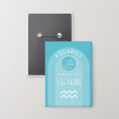 Waterman Zodiac Astrologie teken Foto Geboorte Dat Button (Voorkant / Achterkant)