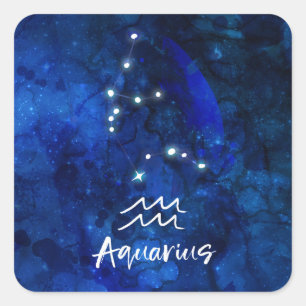 Waterman Zodiac Constellation Blauwe Galaxy Sky Vierkante Sticker