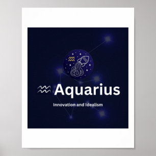 Waterman Zodiac Sign Sticker Poster