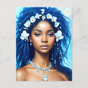 Waterman Zwart Vrouw Zodiac Orchid Art Briefkaart