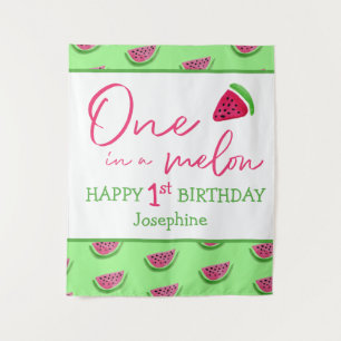 Watermeloen 1e verjaardag One in a melon achtergro Wandkleed