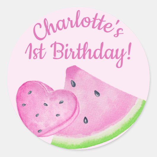 Watermeloen 1e Verjaardagsfeest Envelop Sticker (Voorkant)