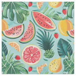 Watermeloen, Ananas & Citrus Patroon Stof