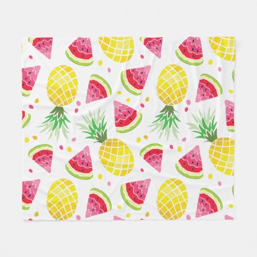 Watermeloen Ananas Zomer Naadloze Print Fleece Deken (Voorkant (Horizontaal))
