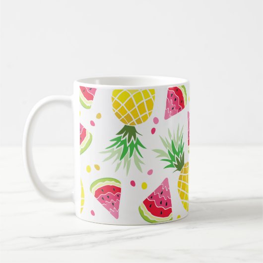 Watermeloen Ananas Zomer Naadloze Print Koffiemok (Links)