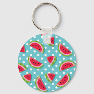 Watermeloen Aqua en Witte Stippen (2) Sleutelhanger