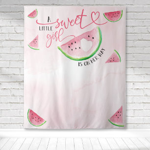 Watermeloen Aquarel Roze Meisje Baby Borrel Wandkleed
