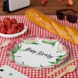 Watermeloen Baby Meisje Douche Papier Borden Papieren Bordje