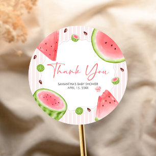 Watermeloen Baby Shower Ronde Sticker