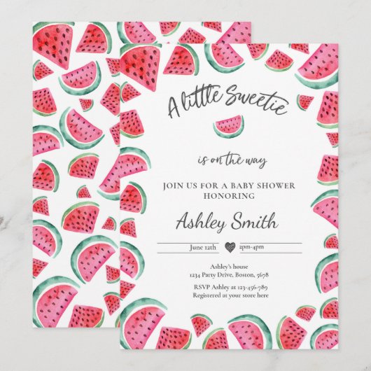 Watermeloen Baby shower Summer Fruit Baby shower Kaart (Voorkant / Achterkant)