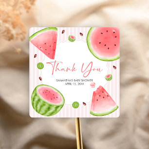 Watermeloen Baby Shower Vierkante Sticker