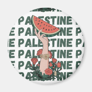 Watermeloen, bloemen en Palestijnse tekst Herhaal Magneet