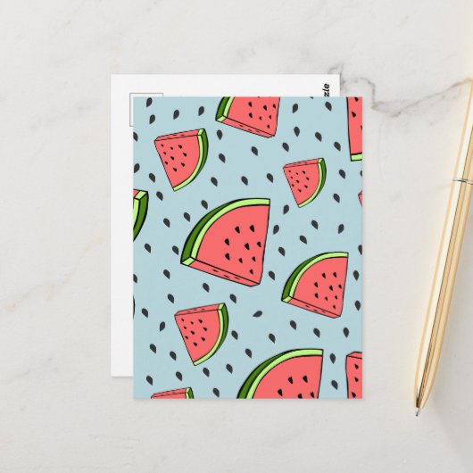 Watermeloen Briefkaart (Voorkant / Achterkant in situ)