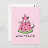 Watermeloen Cat Funny Summer Briefkaart (Voorkant / Achterkant)