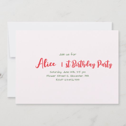 Watermeloen één in een meloen eerste verjaardag kaart (Achterkant)