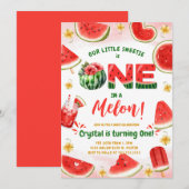 Watermeloen eerste verjaardag kaart (Voorkant / Achterkant)