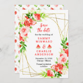 Watermeloen en granaatappel bruiloft save the date (Voorkant / Achterkant)