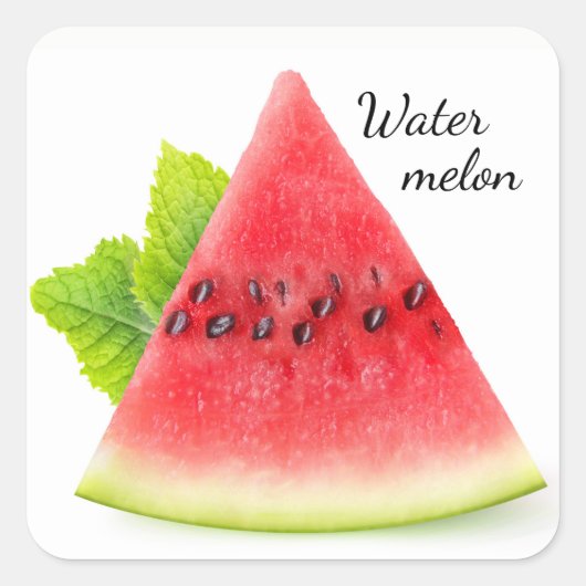 Watermeloen en munt vierkante sticker (Voorkant)