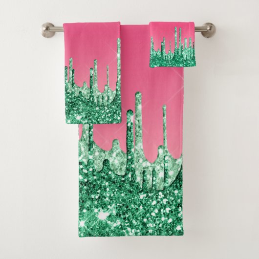 Watermeloen en roze glitter Dripping Luxury Bad Handdoek (Insitu)